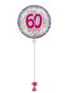 60th Silver Pizzazz Birthday Balloon. 60th Birthday Balloons.