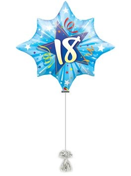 18th Birthday Shining Star Blue Balloon. 18th birthday balloons.