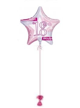 18th Pink Shimmer Star. 18th birthday balloons.