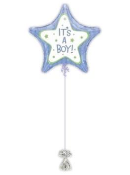 It's A Boy Stars Balloon. Baby Boy Balloons.