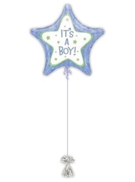 It's A Boy Stars Balloon. Baby Boy Balloons.