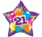 21st Sparkling Star balloon. Balloons for 21st birthdays.