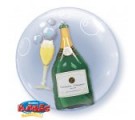 Champagne & Glass Double Bubble. Best Wishes Balloons.