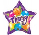 30th Sparkling Star Birthday Balloon. 30th Birthday Balloons.