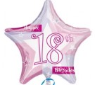 18th Pink Shimmer Star. 18th birthday balloons.