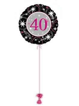 40th Black & Pink Sparkle 